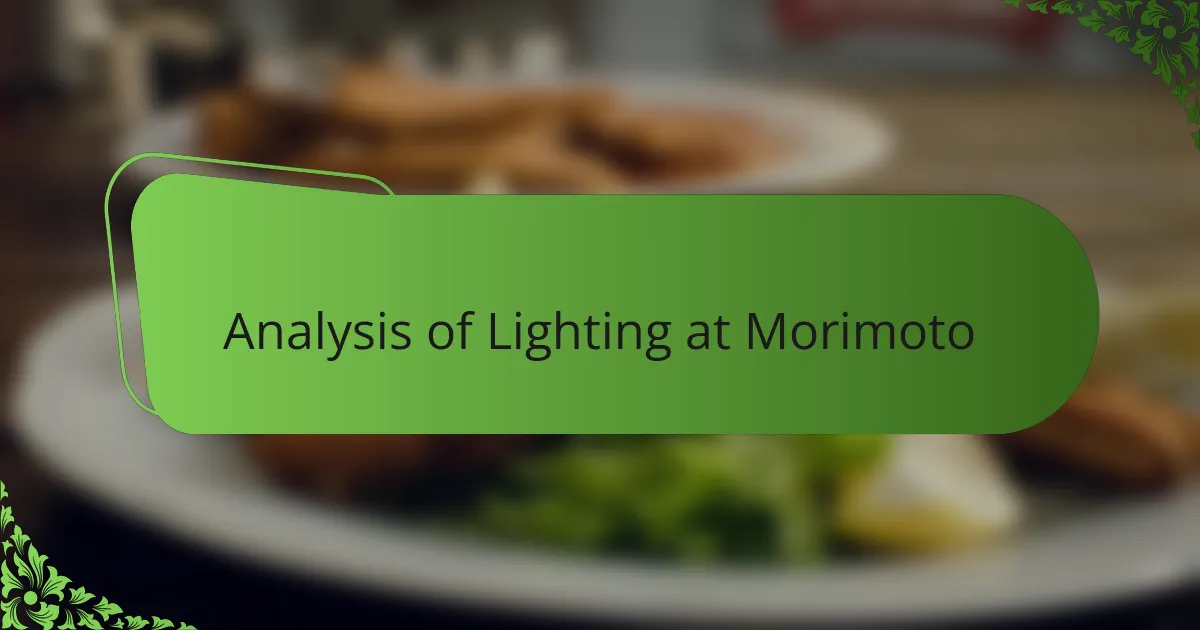 Analysis of Lighting at Morimoto