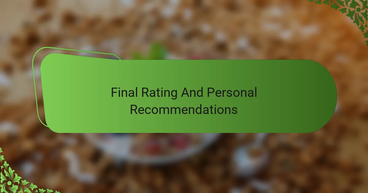 Final Rating And Personal Recommendations