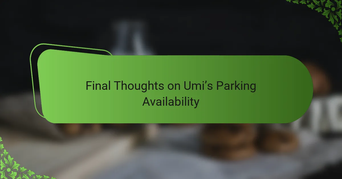 Final Thoughts on Umi’s Parking Availability