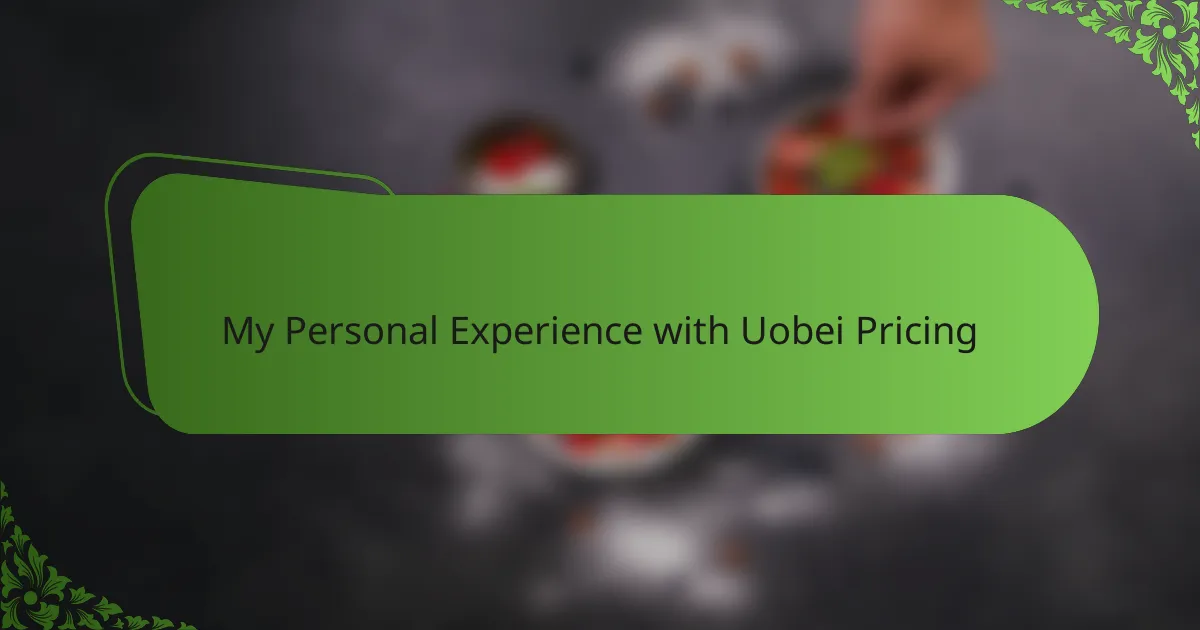 My Personal Experience with Uobei Pricing