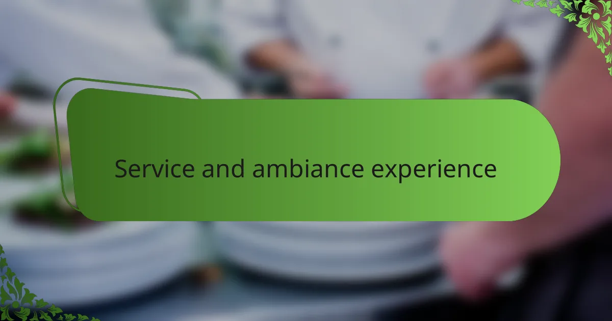 Service and ambiance experience