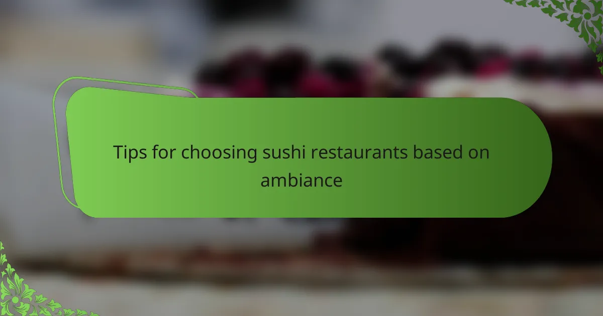 Tips for choosing sushi restaurants based on ambiance