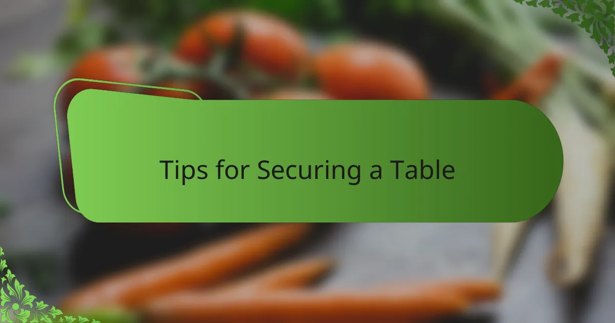 Tips for Securing a Table